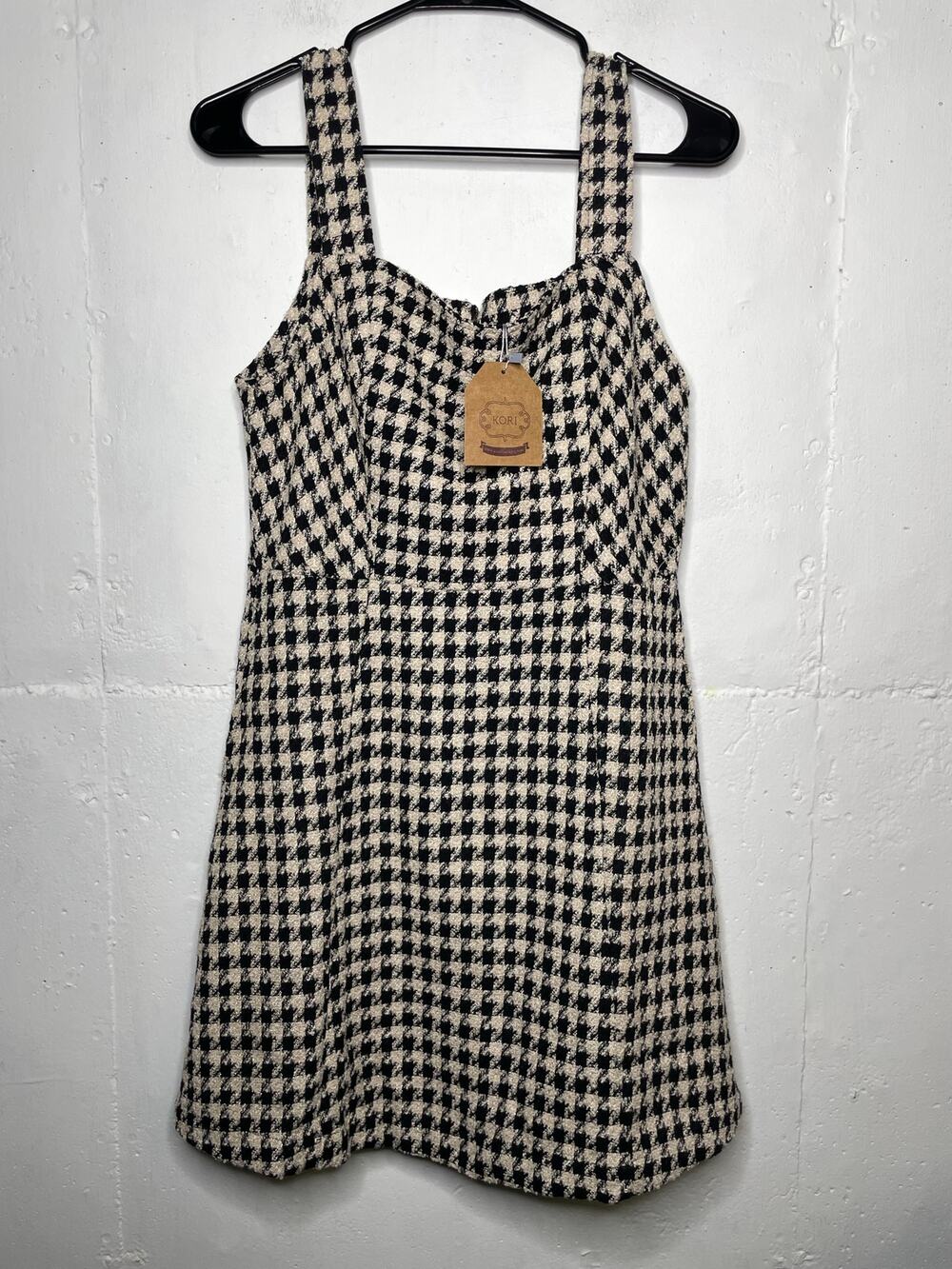 NEW Boutique Brand KORI Houndstooth Mini Dress Size Medium Sleeveless